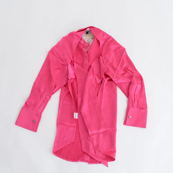 SER.O.YA Mel Top Hot Pink Button Up Front Open Back Blouse S NWT - Picture 12 of 13